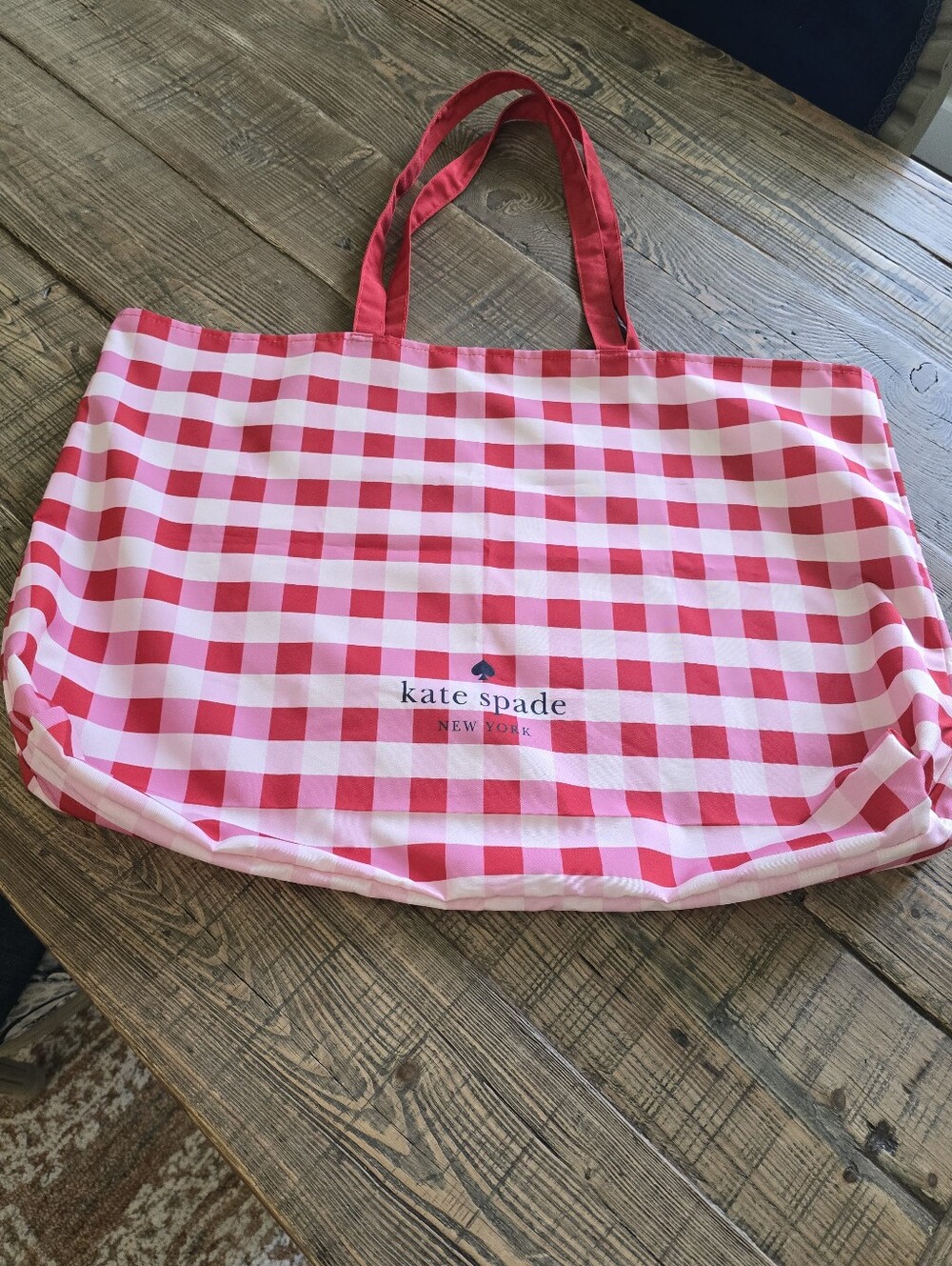 Kate Spade Pink And Red Gingham Large Tote